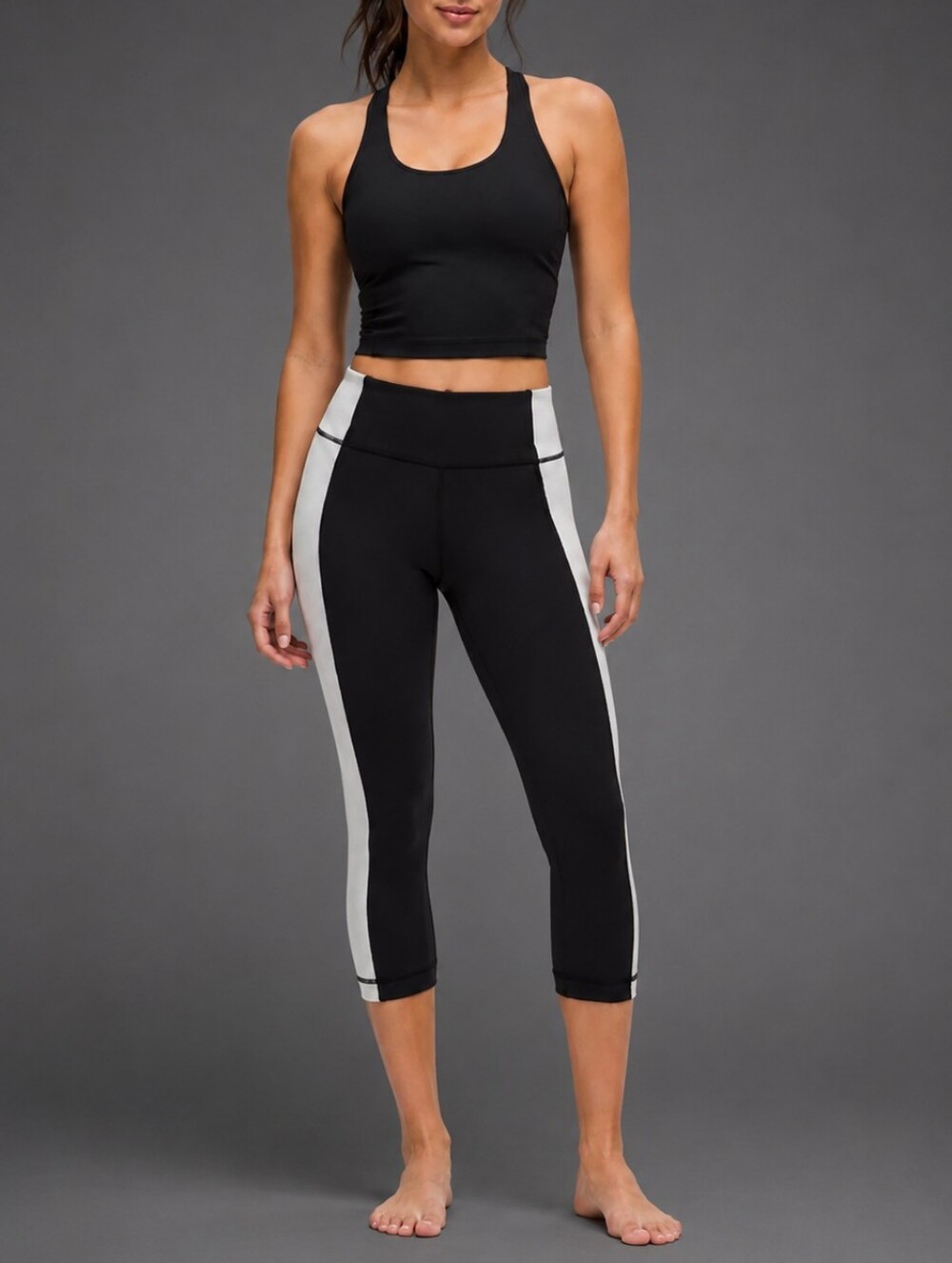 ❤️2/$18 Lululemon Black and White Striped Yoga Pants Women Leggings 4